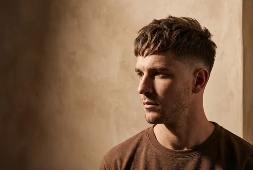 Man With Textured Fringe Haircut Portrait