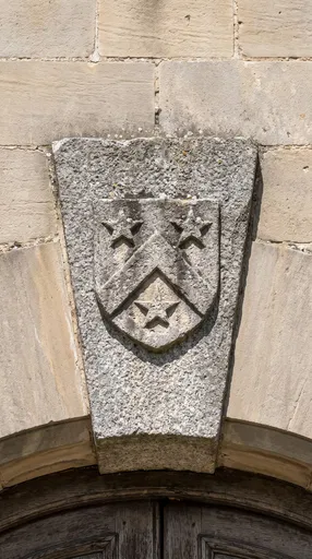 Carved Granite Keystone With Heraldic Crest