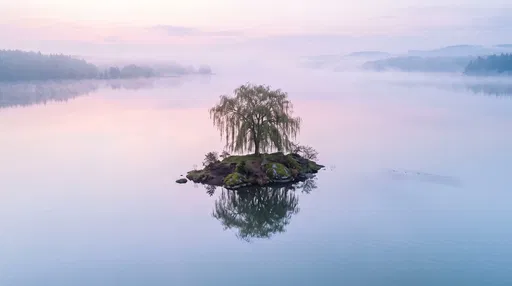 Willow Tree on Small Misty Island