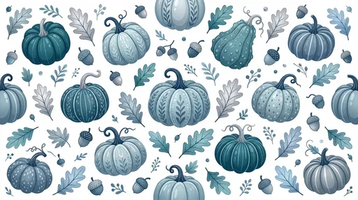 Blue and Teal Autumn Pumpkin Pattern