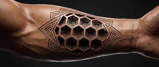 Geometric Honeycomb 3D Forearm Tattoo Concept