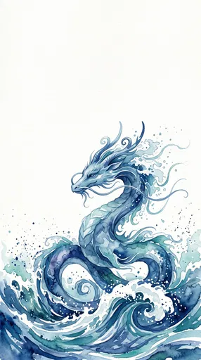 Watercolor Blue Water Dragon Background