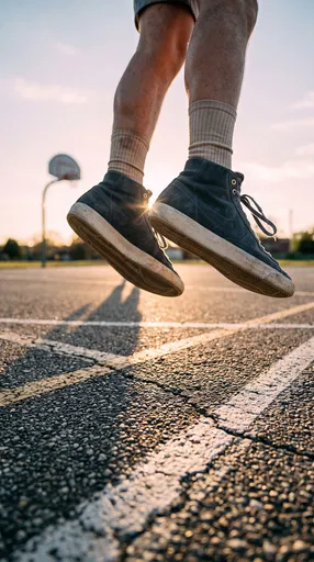 Athlete Jumping in High-Top Sneakers Outdoors