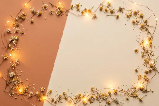 Chamomile Flowers and Fairy Lights Border