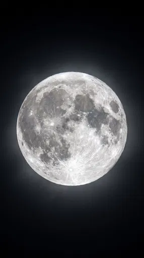 Glowing Full Moon in Dark Sky