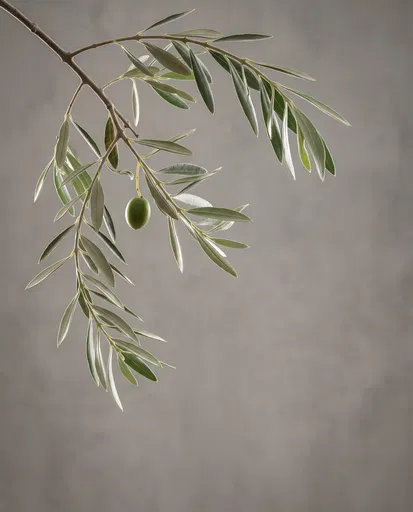 Minimalist Olive Branch on Grey Background