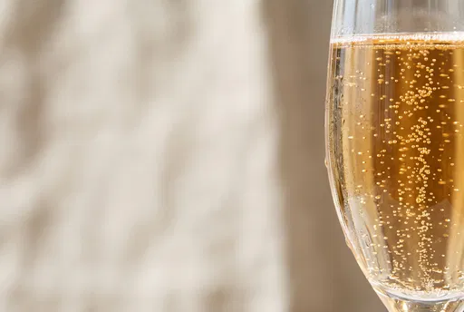 Macro Golden Champagne Flute With Copy Space