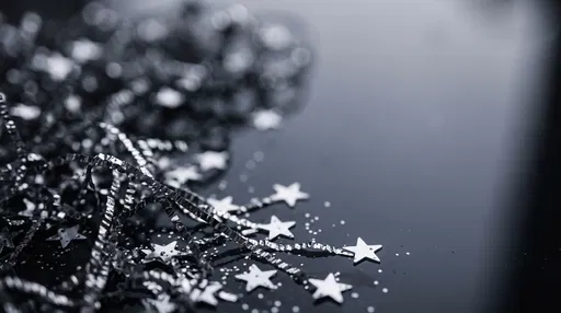 Silver Tinsel and Star Confetti Macro