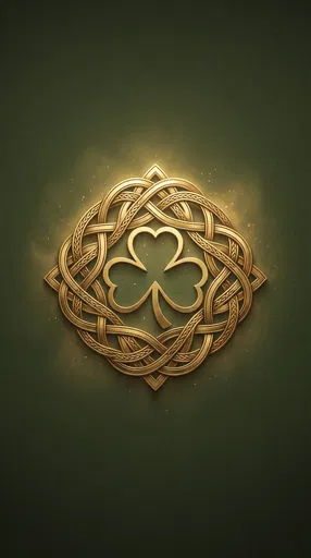 Golden Celtic Knot and Shamrock Wallpaper