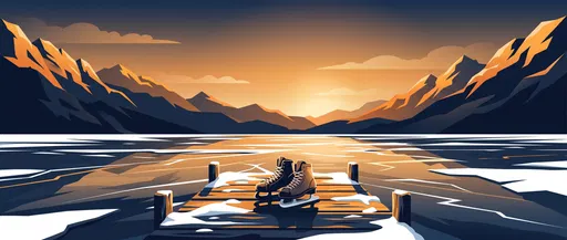 Ice Skates on Dock at Sunset