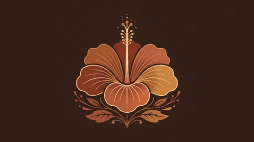 Stylized Earthy Hibiscus Graphic Illustration
