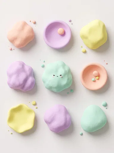 Pastel Matte Clay Shapes Grid