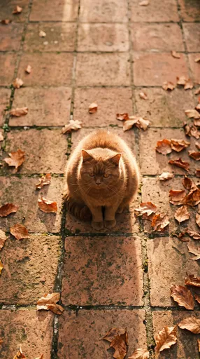 Cinnamon British Shorthair Cat on Terracotta Tiles