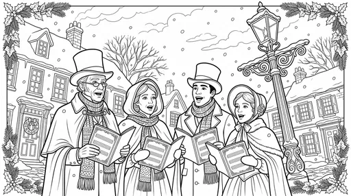 Victorian Christmas Carolers Coloring Page