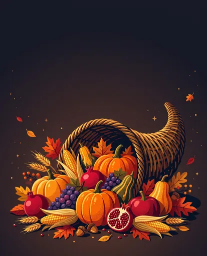 Autumn Cornucopia Illustration With Copy Space