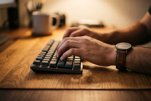 Hands Typing on Mechanical Keyboard