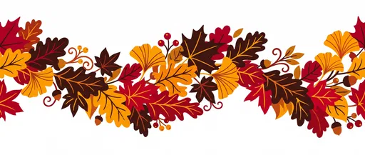 Autumn Leaves Garland Flat Clipart Border
