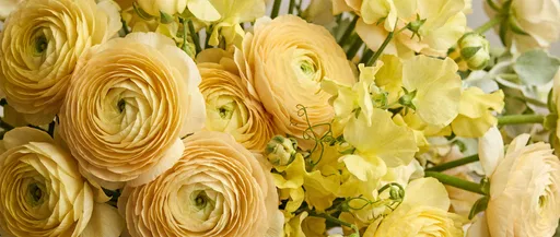 Yellow Ranunculus and Sweet Pea Bouquet