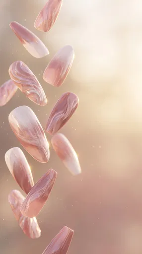 Floating Pink Swirled Acrylic Nail Tips