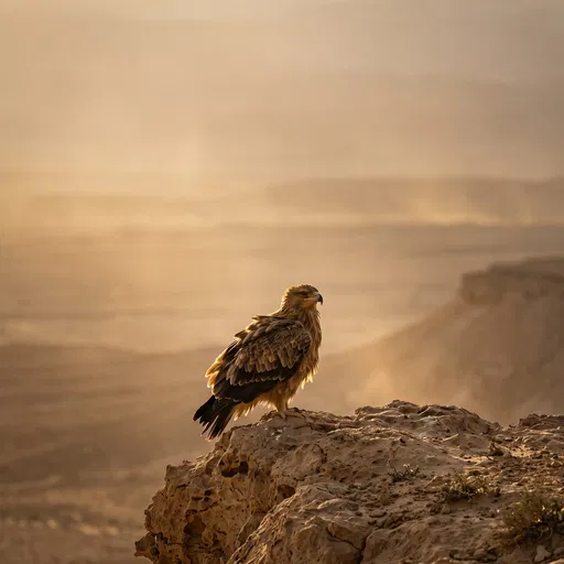 Eagle Perched on Desert Cliff