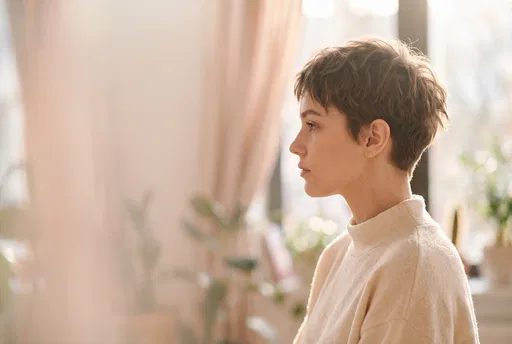 Side Profile of Woman with Pixie Cut