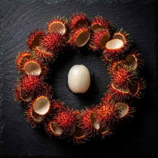 Peeled Rambutan in Red Rind Wreath