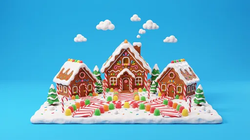 3D Clay Gingerbread House Village