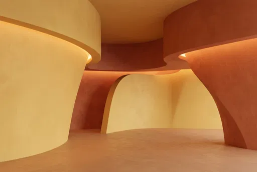 Minimalist Curved Yellow and Terracotta Walls