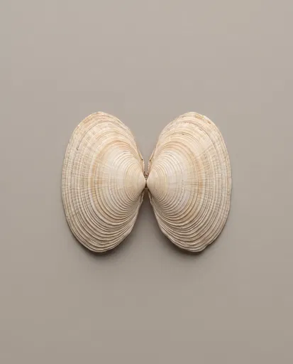 Symmetrical Open Clam Shell on Gray