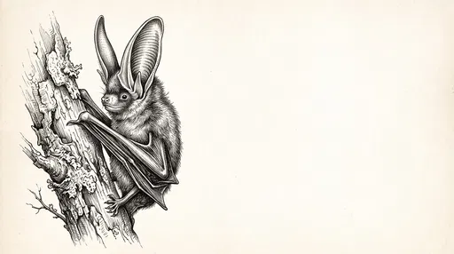 Vintage Ink Illustration of Long-Eared Bat