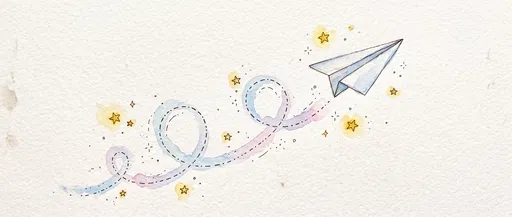 Watercolor Paper Airplane With Starry Trail