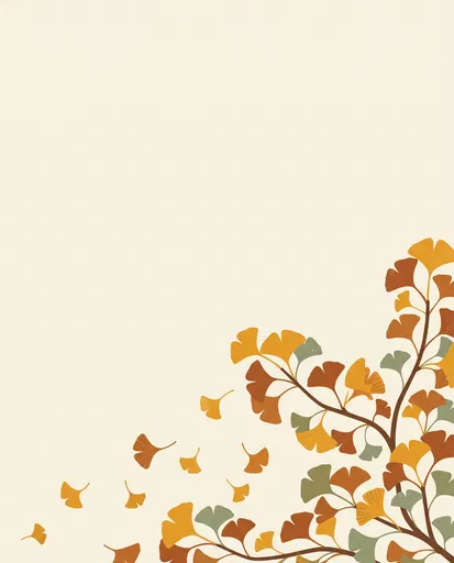 Mid-Century Autumn Ginkgo Leaves Background