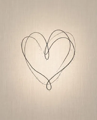 Minimalist Charcoal Line Heart on Linen