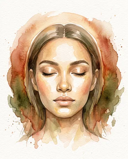 Watercolor Portrait of Serene Woman