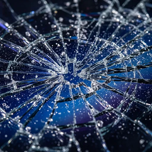 Shattered Blue Glass Macro Background