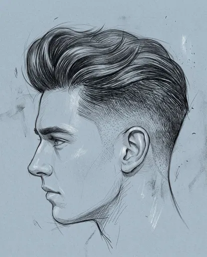 Men's Pompadour Fade Haircut Profile Sketch
