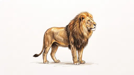 Colored Pencil Sketch of Standing Lion