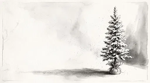 Monochrome Watercolor Pine Tree Illustration