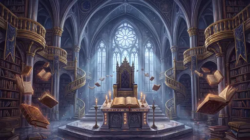 Magical Gothic Wizard Library With Throne