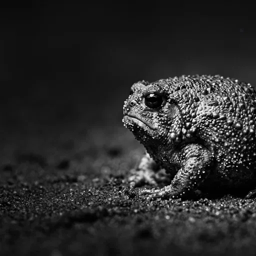 Black and White Rain Frog Portrait