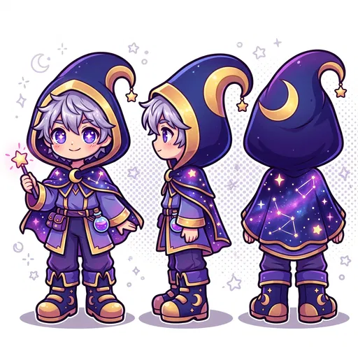 Chibi Starry Mystic Character Turnaround Sheet