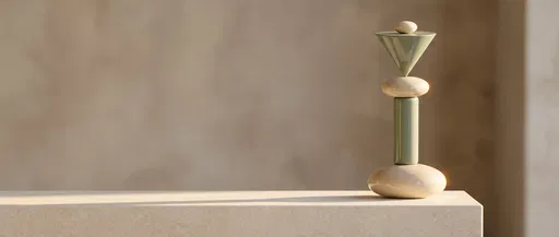 Balanced Geometric Shapes on Minimalist Plinth