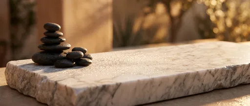 Zen Stones on Wet Marble Product Stage