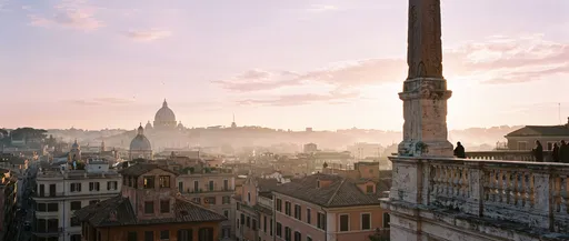 Rome Rooftops Sunrise from Spanish Steps