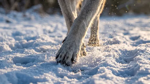 Close-Up of Wolfdog Paws in Snow