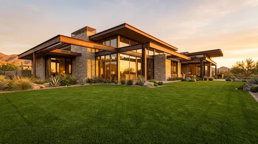 Modern Desert Home with Lush Lawn