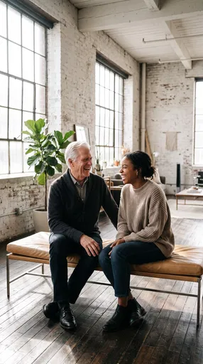 Father and Daughter Laughing in Loft