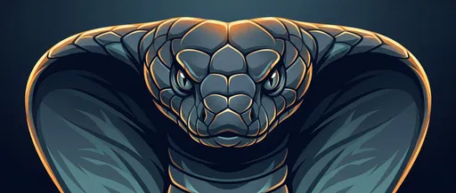 Stylized King Cobra Illustration With Golden Rim Light