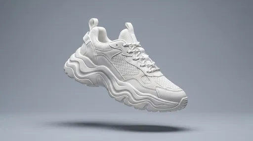 Floating White Chunky Sneaker on Gray