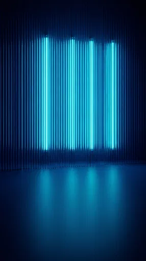 Cyan Neon Lights Behind Fluted Glass